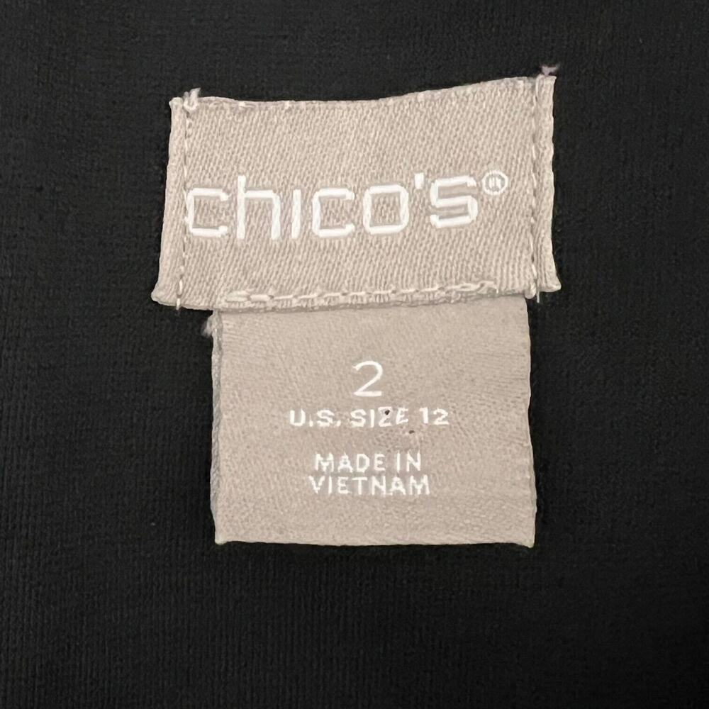 Chicos Womens Sleeveless Black Dress Size 12 Cap Sleeves Lace Trim Back Zipper - Picture 6 of 8